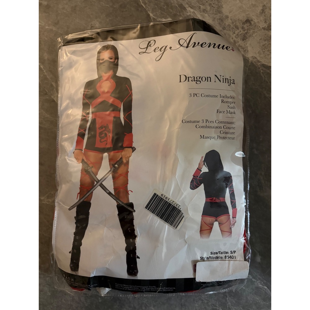 Leg Avenue | Dragon Ninja Costume 3pc Set | S/P || Black Red|
